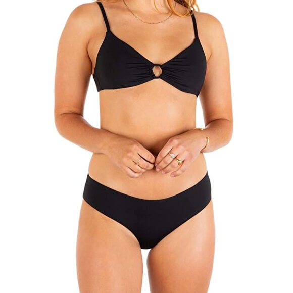 Hurley Womens Solid Cheeky Hipster Bikini Bottom Swimwear Black Size Large - Picture 1 of 11